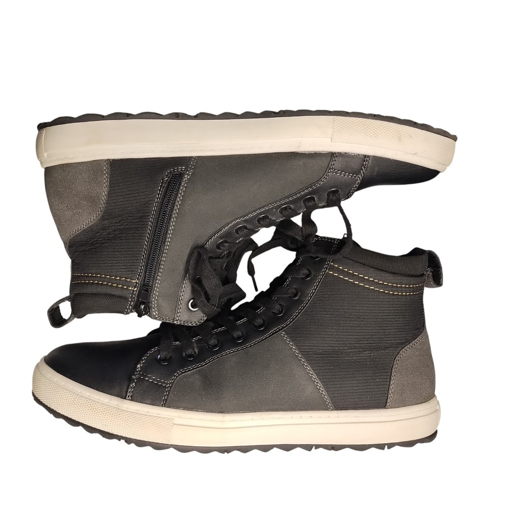 Seven 91 Mid Top Casual Sneakers‎ Mens US Size 11.5 Black White Side Zip Lace Up